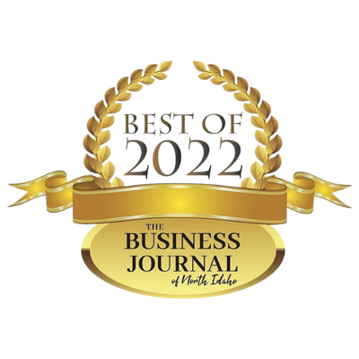 Gold award badge for 'Best of 2022' by The Business Journal of North Idaho on a white background